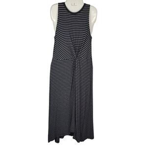 GAP Striped Maxi Jersey Knit Knotted Dress Black Cream Size Medium NWT Lounge